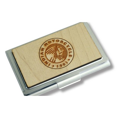 Business Card Holder with Wood Inlay